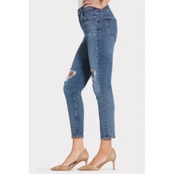 AGOLDE Sophie Ripped High Waist Crop Jeans Spite - Picture 2 of 8
